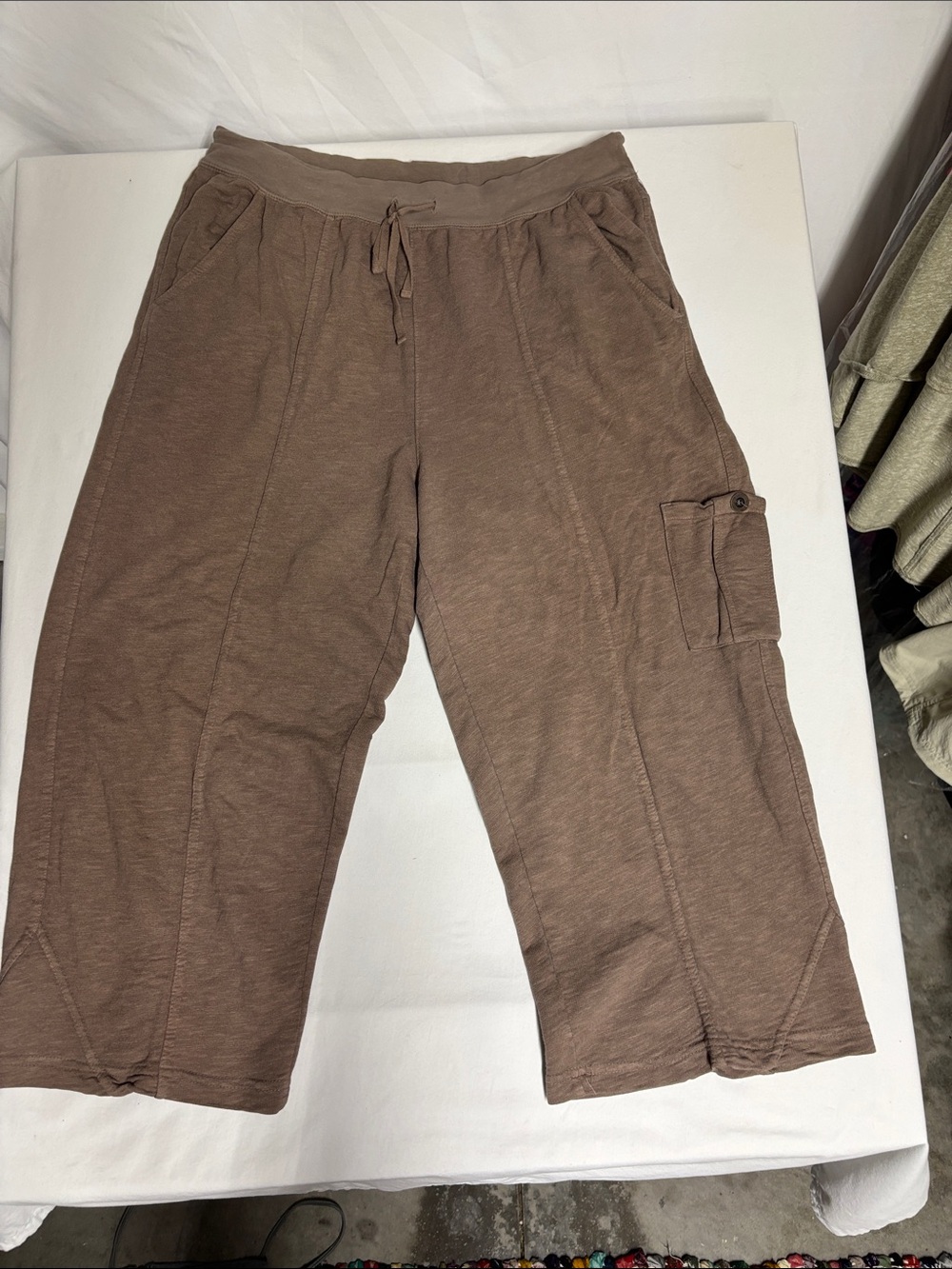 Fresh Produce L Brown Wide Leg Cargo Pants Cotton Blend Made USA